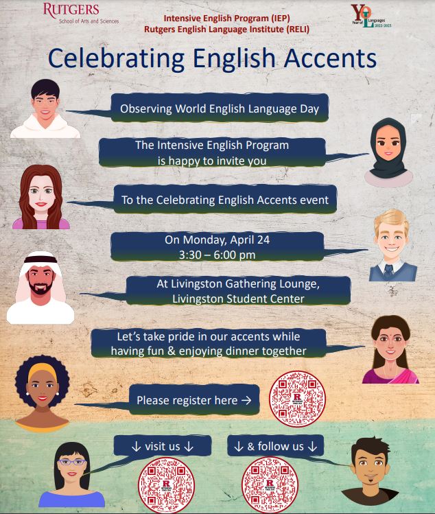 Celebrating English Accents Event Flyer